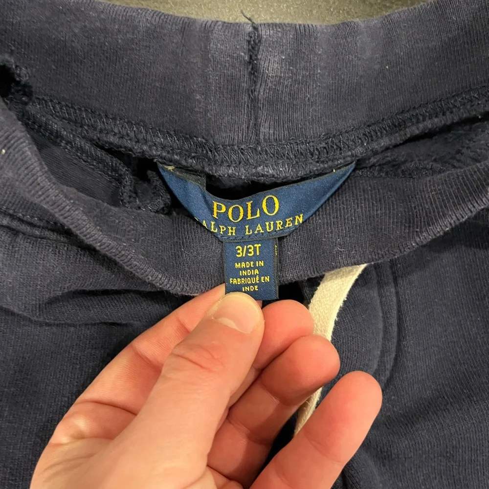 Polo Ralph Lauren Kids 3T Joggers Navy Stripe‎ Sweatpants Pockets Pony EUC